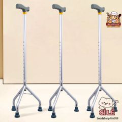 Gậy Tập Đi Inox 3, 4 Chân - Hỗ Trợ Di Chuyển An Toàn Cho Người Lớn Tuổi, Điều Chỉnh Chiều Cao Linh Hoạt