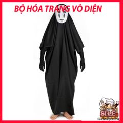 Bộ Đồ Cosplay Vô Diện Spirited Away - Áo Choàng, Mặt Nạ và Găng Tay Đen - Trang Phục Halloween Huyền Bí, Thể Hiện Cá Tính Sáng Tạo