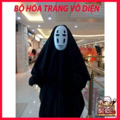 Bộ Đồ Cosplay Vô Diện Spirited Away - Áo Choàng, Mặt Nạ và Găng Tay Đen - Trang Phục Halloween Huyền Bí, Thể Hiện Cá Tính Sáng Tạo