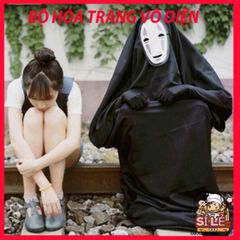 Bộ Đồ Cosplay Vô Diện Spirited Away - Áo Choàng, Mặt Nạ và Găng Tay Đen - Trang Phục Halloween Huyền Bí, Thể Hiện Cá Tính Sáng Tạo