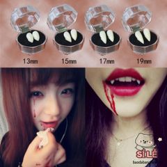Bộ Răng Nanh Giả Sứ Hóa Trang - Kèm Keo Gắn & 3 Viên Tạo Máu Cho Ma Cà Rồng - Phụ Kiện Halloween Độc Đáo