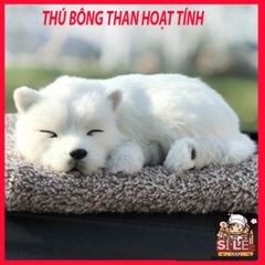 Thú Bông CÚN BÔNG TRẮNG Khử Mùi - Mềm Mại, Thiết Kế Dễ Thương, Lõi Than Hoạt Tính Cho Xe Ô Tô và Taplo