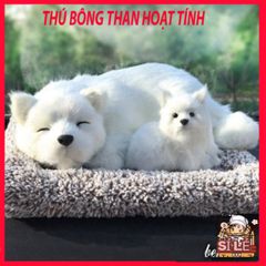 Thú Bông CÚN BÔNG TRẮNG Khử Mùi - Mềm Mại, Thiết Kế Dễ Thương, Lõi Than Hoạt Tính Cho Xe Ô Tô và Taplo