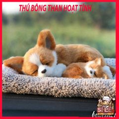 Thú Bông CÚN BÔNG TRẮNG Khử Mùi - Mềm Mại, Thiết Kế Dễ Thương, Lõi Than Hoạt Tính Cho Xe Ô Tô và Taplo
