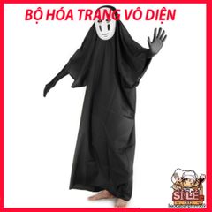 Bộ trang phục cosplay Vô Diện - Áo choàng đen và mặt nạ theo phong cách Spirited Away cho lễ hội và cosplay, kích thước đa dạng cho mọi lứa tuổi.