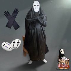 Bộ trang phục cosplay Vô Diện - Áo choàng đen và mặt nạ theo phong cách Spirited Away cho lễ hội và cosplay, kích thước đa dạng cho mọi lứa tuổi.