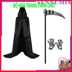 Bộ Trang Phục Thần Chết Kinh Dị Halloween - Áo Choàng Scream và Găng Tay Xương Độc Đáo, Hoàn Hảo cho Bữa Tiệc Hóa Trang