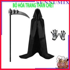 Bộ Trang Phục Thần Chết Kinh Dị Halloween - Áo Choàng Scream và Găng Tay Xương Độc Đáo, Hoàn Hảo cho Bữa Tiệc Hóa Trang