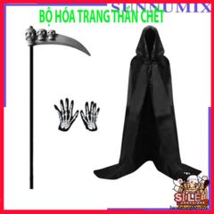Bộ Trang Phục Thần Chết Kinh Dị Halloween - Áo Choàng Scream và Găng Tay Xương Độc Đáo, Hoàn Hảo cho Bữa Tiệc Hóa Trang