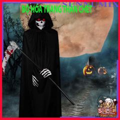 Bộ Trang Phục Thần Chết Kinh Dị Halloween - Áo Choàng Scream và Găng Tay Xương Độc Đáo, Hoàn Hảo cho Bữa Tiệc Hóa Trang