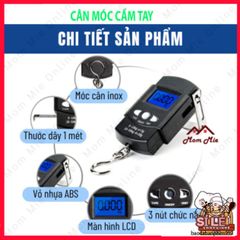 Cân Điện Tử Mini Cầm Tay 50kg - Cân Hành Lý, Cân Câu Cá Tiện Lợi, LCD Hiển Thị Rõ Ràng, Thiết Kế Nhỏ Gọn Dễ Dàng Mang Theo