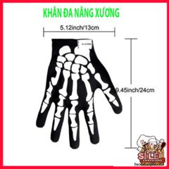 Khẩu Trang Xương Ma Đầu Lâu & Găng Tay, Khăn Đa Năng Hình Đầu Lâu 50cm Vải Lanh Thoáng Mát, Phụ Kiện Thời Trang Dã Ngoại