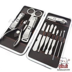 Bộ Dụng Cụ Làm Móng Tay Cao Cấp 12 Món - Kềm, Kéo, Nhíp, Cắt Lông Mũi, Dũa, Cây Nặn Mụn - Chăm Sóc Sắc Đẹp Tại Nhà