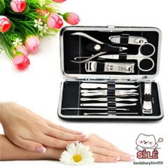 Bộ Dụng Cụ Làm Móng Tay Cao Cấp 12 Món - Kềm, Kéo, Nhíp, Cắt Lông Mũi, Dũa, Cây Nặn Mụn - Chăm Sóc Sắc Đẹp Tại Nhà
