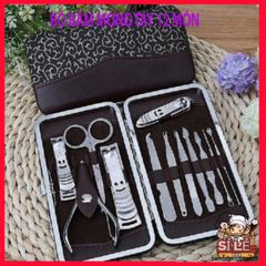 Bộ Dụng Cụ Làm Móng Tay Cao Cấp 12 Món - Kềm, Kéo, Nhíp, Cắt Lông Mũi, Dũa, Cây Nặn Mụn - Chăm Sóc Sắc Đẹp Tại Nhà
