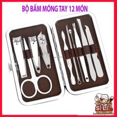 Bộ Dụng Cụ Làm Móng Tay Cao Cấp 12 Món - Kềm, Kéo, Nhíp, Cắt Lông Mũi, Dũa, Cây Nặn Mụn - Chăm Sóc Sắc Đẹp Tại Nhà