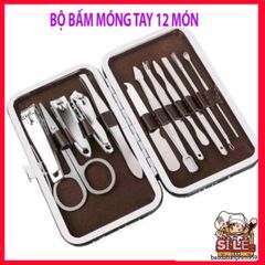 Bộ Bấm Móng Tay 12 Món Aulyshop - Dụng Cụ Chăm Sóc Móng Hoàn Hảo, Bao Gồm Kéo Cắt Lông Mũi, Kìm Cắt Da, Máy Nặn Mụn