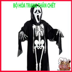 Bộ Trang Phục Thần Chết Halloween - Combo Áo Xương và Mặt Nạ Ma Quái, Sự Kiện Hóa Trang Độc Đáo, Thoải Mái Và Cá Tính