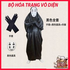 Bộ Đồ Cosplay Vô Diện Halloween - Áo Choàng, Mặt Nạ và Găng Tay Đen Độc Đáo Từ Spirited Away cho Tín Đồ Nghệ Thuật