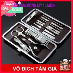 Bộ Dụng Cụ Chăm Sóc Móng Tay 12 Món - Kềm Cắt Móng, Nhíp, Kéo Tỉa Lông Mày, Dụng Cụ Làm Đẹp Tại Nhà, Quà Tặng Ý Nghĩa