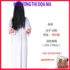 Bộ Trang Phục Hắc Bạch Vô Thường Halloween - Áo Choàng Thần Chết Kinh Dị Với Găng Tay Phong Cách Xương và Kính LED Đỏ