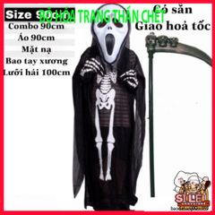 Bộ Trang Phục Thần Chết Halloween - Áo Choàng, Mặt Nạ & Lưỡi Hái Đầy Ma Quái - Phù Hợp Cho Tiệc Tùng, Đồ Hóa Trang Cho Bé & Người Lớn