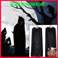 Bộ áo choàng Halloween Thần Chết 120cm với mặt nạ đầu lâu - Hóa trang Scream phong cách bí ẩn cho lễ hội ấn tượng
