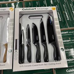 Bộ dao Cuisinart Advantage 11 món cao cấp - Dao phủ ceramic chống dính và thớt nhựa tiện lợi - Dụng cụ bếp an toàn và bền đẹp