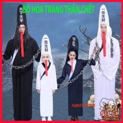 Bộ Trang Phục Halloween Hắc Bạch Vô Thường - Quái Vật Thần Chết Scream, Áo Choàng Kèm Găng Tay, Phụ Kiện Ma Quái ấn Tượng