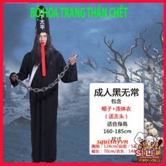 Bộ Trang Phục Halloween Hắc Bạch Vô Thường - Quái Vật Thần Chết Scream, Áo Choàng Kèm Găng Tay, Phụ Kiện Ma Quái ấn Tượng
