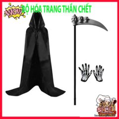 Bộ Hóa Trang Halloween Thần Chết Scream Kèm Áo Choàng, Găng Tay Xương - Trang Phục Ma Quái Tuyệt Đẹp Cho Bữa Tiệc Hóa Trang