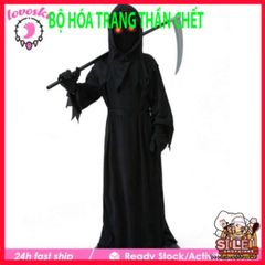 Bộ Trang Phục Hóa Trang Thần Chết Halloween Cho Bé - Áo Choàng, Mũ Trùm, Găng Tay - Phong Cách Kinh Dị Đẹp Mắt