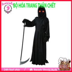 Bộ Trang Phục Hóa Trang Thần Chết Halloween Cho Bé - Áo Choàng, Mũ Trùm, Găng Tay - Phong Cách Kinh Dị Đẹp Mắt