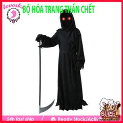 Bộ Trang Phục Hóa Trang Thần Chết Halloween Cho Bé - Áo Choàng, Mũ Trùm, Găng Tay - Phong Cách Kinh Dị Đẹp Mắt