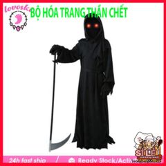 Bộ Trang Phục Hóa Trang Thần Chết Halloween Cho Bé - Áo Choàng, Mũ Trùm, Găng Tay - Phong Cách Kinh Dị Đẹp Mắt