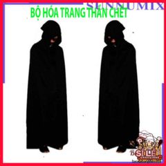 Bộ trang phục Thần Chết Halloween 4 món - Áo choàng, mặt nạ, găng tay xương - Đồ hóa trang độc đáo cho bữa tiệc hóa trang