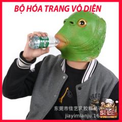 Mặt Nạ Silicone Xanh Lá Hình Đầu Cá - Mặt Nạ Hóa Trang Vui Nhộn Cho Tiệc Halloween, Giáng Sinh, Cosplay, Chất Lượng Cao