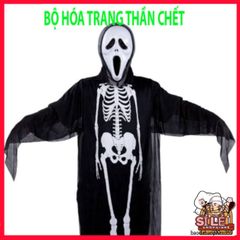 Bộ Trang Phục Thần Chết Halloween - Áo Khung và Mặt Nạ Xương Đầu Lâu cho Trẻ Em, Kích Thước 80cm đến 120cm, Thời Trang Hóa Trang