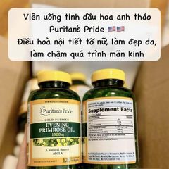 Tinh Dầu Hoa Anh Thảo Puritan's Pride 1300mg - Hỗ Trợ Cân Bằng Nội Tiết Tố Nữ và Làm Đẹp Da, Giảm Triệu Chứng Tiền Kinh Nguyệt