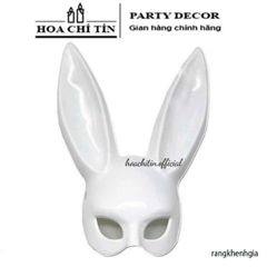 Mặt Nạ Halloween Thỏ Bunny Tai Dài Đen Trắng - Phụ Kiện Hóa Trang Thú Vị Cho Bữa Tiệc và Lễ Hội