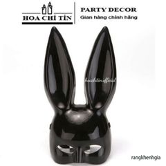 Mặt Nạ Halloween Thỏ Bunny Tai Dài Đen Trắng - Phụ Kiện Hóa Trang Thú Vị Cho Bữa Tiệc và Lễ Hội