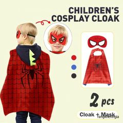 Áo Choàng Siêu Anh Hùng Halloween Kèm Mặt Nạ Mắt Cho Trẻ Em 2-8 Tuổi - Trang Phục Hóa Trang Vui Nhộn Cho Bé