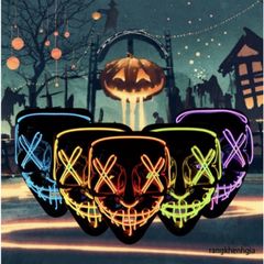 Mặt Nạ Phát Sáng Halloween Hacker LED Nhiều Màu - Đồ Hóa Trang EL Luminous Độc Đáo Cho Tiệc Hóa Trang