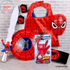 Bộ Trang Phục Hóa Trang Người Nhện Cho Trẻ Em - Áo Choàng, Găng Tay, Mặt Nạ & Đồ Chơi Bắn Đĩa - Quà Tặng Halloween Sáng Tạo