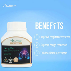 Viên Uống Hỗ Trợ Thải Độc Phổi Vitatree Lung Detox 60 viên - Sản phẩm Từ Úc Giúp Chăm Sóc Hệ Hô Hấp và Thanh Lọc Cơ Thể