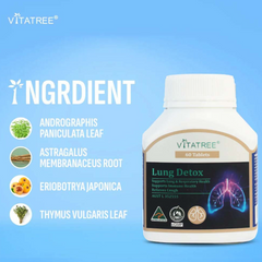 Viên Uống Hỗ Trợ Thải Độc Phổi Vitatree Lung Detox 60 viên - Sản phẩm Từ Úc Giúp Chăm Sóc Hệ Hô Hấp và Thanh Lọc Cơ Thể