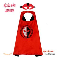 Bộ đồ choàng Siêu Nhân Ultraman kèm mặt nạ satin vải lụa cho bé trai, bé gái - Trang phục hóa trang siêu anh hùng cực chất