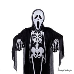 Bộ Trang Phục Thần Chết Halloween - Áo Choàng, Mặt Nạ, Lưỡi Hái, Găng Tay Xương Ma Quỷ cho Trẻ Em - Đồ Hóa Trang Thú Vị