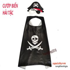 Bộ Áo Choàng HẢI TẶC Trắng Đen Kèm Mặt Nạ Satin Cho Bé - Hóa Trang Siêu Anh Hùng Marvel, Quà Tặng Sinh Nhật Sáng Tạo