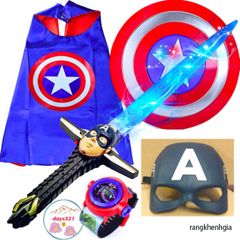 Áo Choàng Siêu Nhân Captain America Kèm Mặt Nạ - Chất Liệu Satin Cao Cấp Dành Cho Bé Trai 3-6 Tuổi, Đồ Chơi Hóa Trang Thú Vị